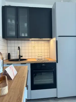 Küche/Küchenzeile in der Unterkunft Schöne Aussicht - charmante Ferienwohnung mit Pool und Sauna in Bad Harzburg