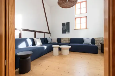 Ein Sitzbereich in der Unterkunft Architektenhaus am Pölkentor