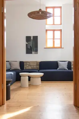 Ein Sitzbereich in der Unterkunft Architektenhaus am Pölkentor