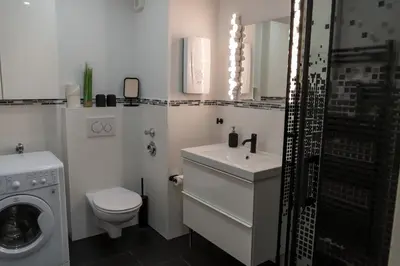 Ein Badezimmer in der Unterkunft FeWo Harzer Wiesenberg, bis zu 2 Hunde willkommen!