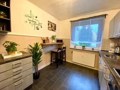 Küche/Küchenzeile in der Unterkunft FeWo Harzhörnchen mit Balkon