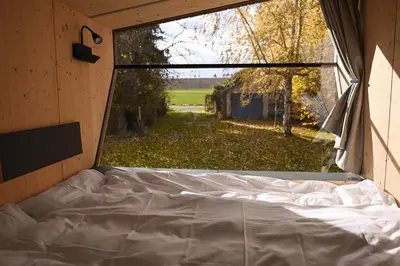 Ein Bett oder Betten in einem Zimmer der Unterkunft Sleep Space 1 - Green&Tiny Spot Osterwieck Birkenmühle