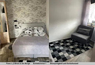 Ein Bett oder Betten in einem Zimmer der Unterkunft Fewo Eulennestchen-Harz L2 für Familie & Hund