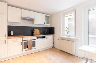 Küche/Küchenzeile in der Unterkunft Ferienwohnung am Nicolaiplatz