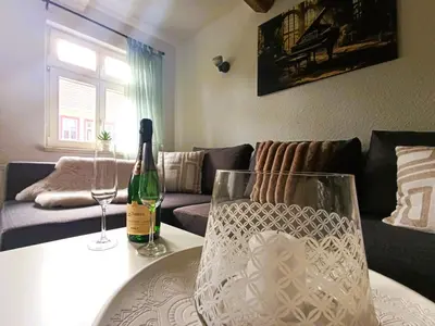 Ein Sitzbereich in der Unterkunft Kleine Auszeit Quedlinburg