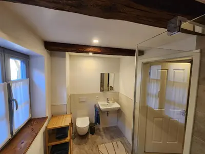 Ein Badezimmer in der Unterkunft Fachwerkzeit Haus mit zwei Apartments