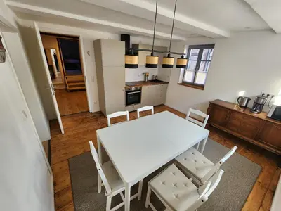Küche/Küchenzeile in der Unterkunft Fachwerkzeit Haus mit zwei Apartments
