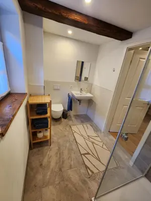 Ein Badezimmer in der Unterkunft Fachwerkzeit Haus mit zwei Apartments