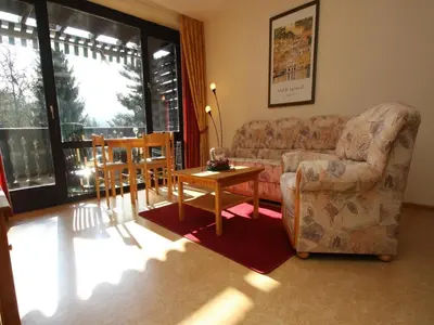Ein Sitzbereich in der Unterkunft Ferienwohnung im Haus Schiefertal, Wieda