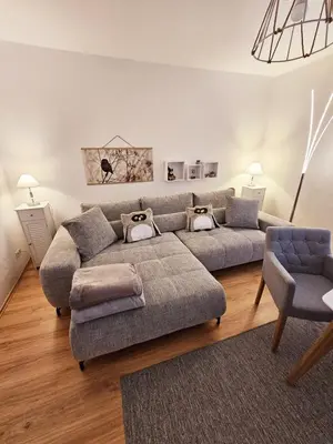 Ein Sitzbereich in der Unterkunft Ferienwohnung Harzgefühl