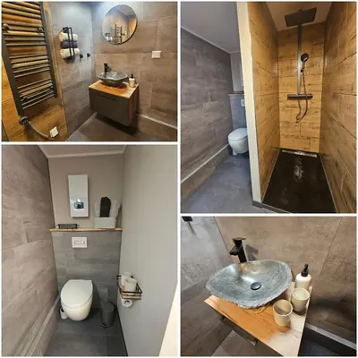 Ein Badezimmer in der Unterkunft Ferienwohnung am Wald mit Garten