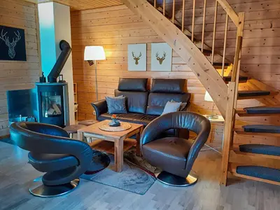 Ein Sitzbereich in der Unterkunft Feriendorf Blauvogel BV 56