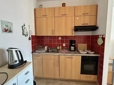 Küche/Küchenzeile in der Unterkunft Burgbergblick