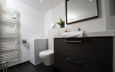 Ein Badezimmer in der Unterkunft Gemütliches Chalet-Apartment Harzglück am Fuß des Berges