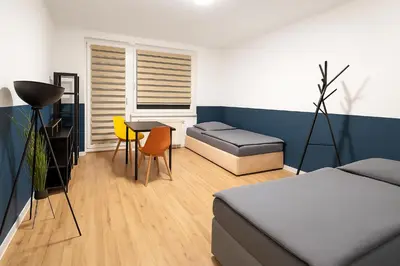 Ein Sitzbereich in der Unterkunft Moderne 3-Zimmer-Ferienwohnung in Emersleben