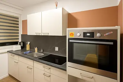 Küche/Küchenzeile in der Unterkunft Moderne 3-Zimmer-Ferienwohnung in Emersleben