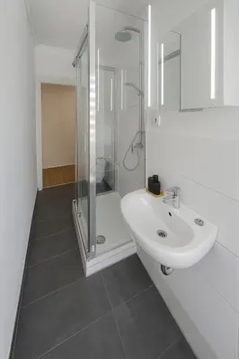 Ein Badezimmer in der Unterkunft Moderne 3-Zimmer-Ferienwohnung in Emersleben