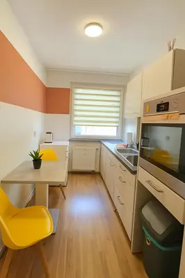 Küche/Küchenzeile in der Unterkunft Moderne 3-Zimmer-Ferienwohnung in Emersleben