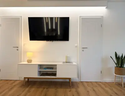 TV/Unterhaltungsangebot in der Unterkunft Neu! Hirschgrund 10 OG Panorama, Sauna, Pool