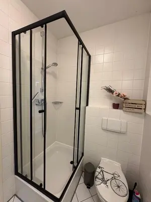 Ein Badezimmer in der Unterkunft Panoramablick