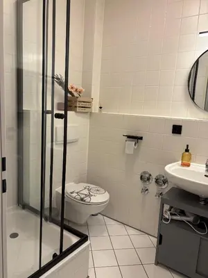 Ein Badezimmer in der Unterkunft Panoramablick