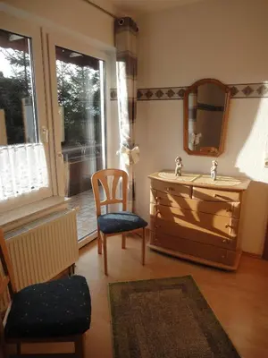 Ein Sitzbereich in der Unterkunft Haus Jasmin