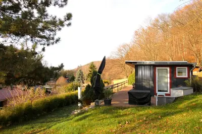 Ein Garten an der Unterkunft Komfortabler Bungalow Am Schlosswald mit privater Sauna&Terrasse - Wernigerode Harz