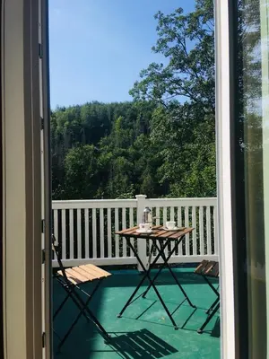 Ein Balkon oder eine Terrasse in der Unterkunft Alexandra am Wald