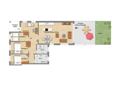 Grundriss der Unterkunft Ferienwohnung 