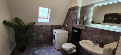 Ein Badezimmer in der Unterkunft Premium Apartment mit Schlossblick zentral am Bahnhof Wernigerode