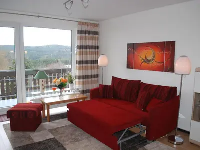 Ein Sitzbereich in der Unterkunft Apartment mit Balkon in Hohegeiß by Interhome