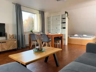Ein Sitzbereich in der Unterkunft NA-Harz Ferienwohnung Free W-Lan & Parking