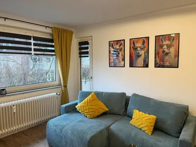 Ein Sitzbereich in der Unterkunft Ferienwohnung Bergwurm mit Balkon