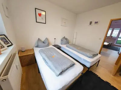 Ein Bett oder Betten in einem Zimmer der Unterkunft Fewo Schlossblick in Wernigerode, im Herzen des Harzes