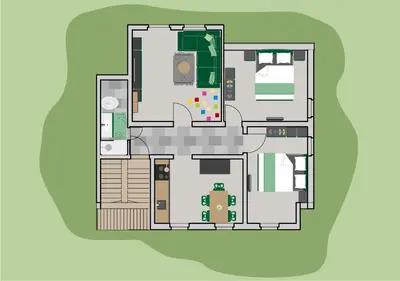 Grundriss der Unterkunft FeWo27 im Sagenharz - 4 Sterne DTV - stilvolles Family-Apartment, 2 SZ, Klima, WLAN & Netflix