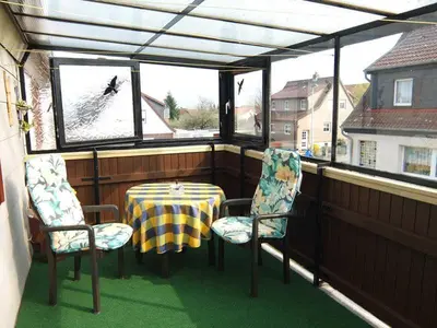 Ein Sitzbereich in der Unterkunft Ferienwohnung Kramer in Göttingerode