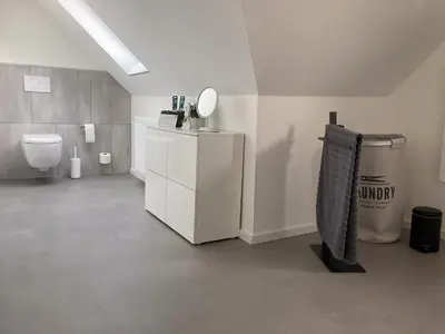 Ein Badezimmer in der Unterkunft Ferienwohnungen bei der Purpurbuche