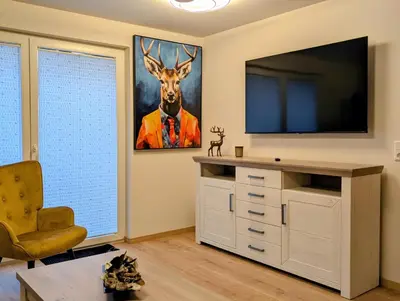 TV/Unterhaltungsangebot in der Unterkunft Ferienwohnung Forest Life