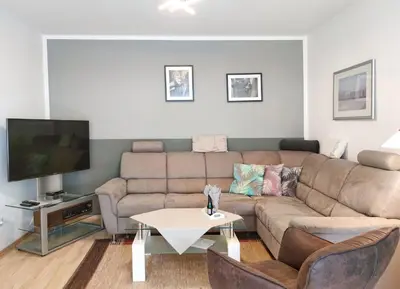 Ein Sitzbereich in der Unterkunft Ferienwohnung Harzidyll