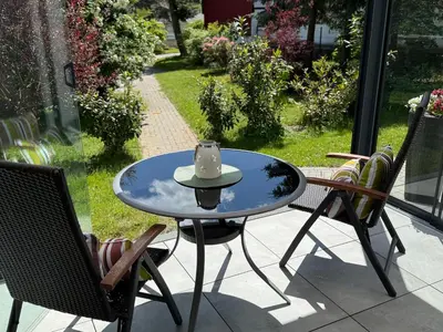 Ein Garten an der Unterkunft Ferienhaus Teufelsmauerblick