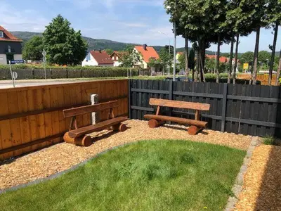 Ein Garten an der Unterkunft Ferienhaus „Am Eichholz“ in Ilsenburg – Mit Garten, Sauna & Hund willkommen