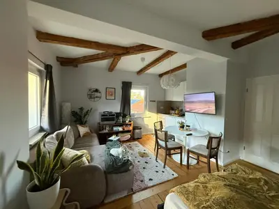 Ein Sitzbereich in der Unterkunft Süße Wohnung in Gründerzeitvilla