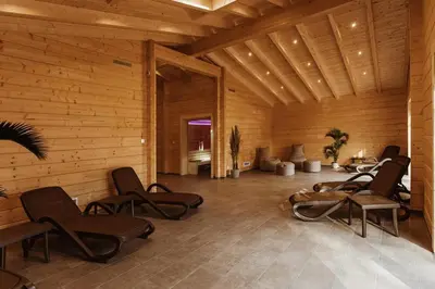 Grundriss der Unterkunft Ferienhaus im Holzblockstil im Naturerlebnisdorf Blauvogel