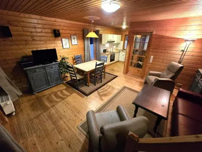TV/Unterhaltungsangebot in der Unterkunft Holzblock-Ferienhaus im Naturerlebnisdorf Blauvogel