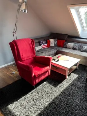 Ein Sitzbereich in der Unterkunft Ferienwohnung Hampton