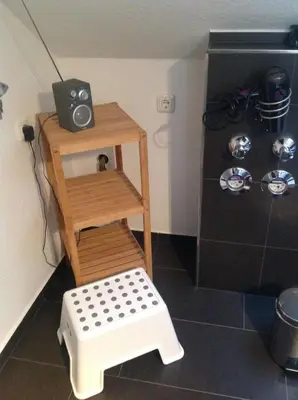 Küche/Küchenzeile in der Unterkunft Ferienwohnung Hampton
