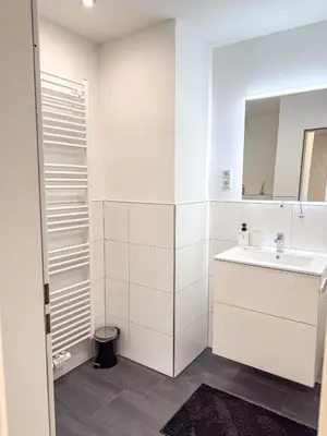 Ein Badezimmer in der Unterkunft Harznest Unter den Linden mit Balkon