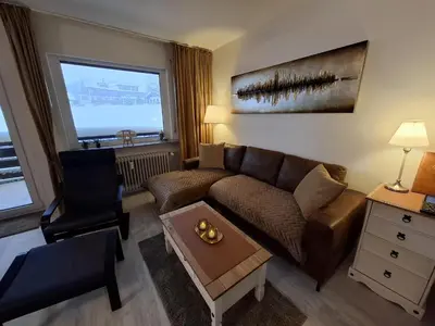 Ein Sitzbereich in der Unterkunft FeWo Harzer Brockenblick, bis 2 Hunde willkommen, W-Lan, Sauna