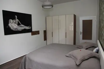 Ein Bett oder Betten in einem Zimmer der Unterkunft Ferienwohnung Höllenblick
