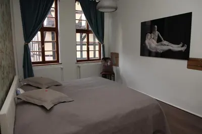 Ein Bett oder Betten in einem Zimmer der Unterkunft Ferienwohnung Höllenblick